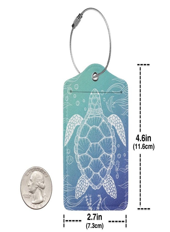 Vridoyt 2 Pack Sea Turtle Luggage Tag for Suitcases, Cute Turtle Theme Party Decorations Leather Tags, Cruise Ship Essential Travel Unique Gift for Men Women Couples Lover, Funny Christmas Birthday Gifts - Image 2